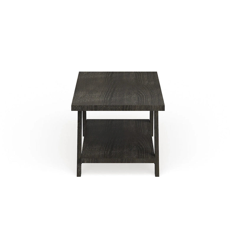 Table basse contemporaine en bois répliqué avec étagère