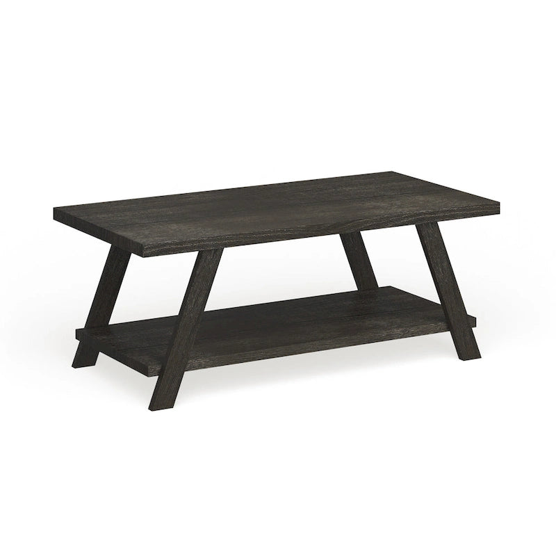 Table basse contemporaine en bois répliqué avec étagère