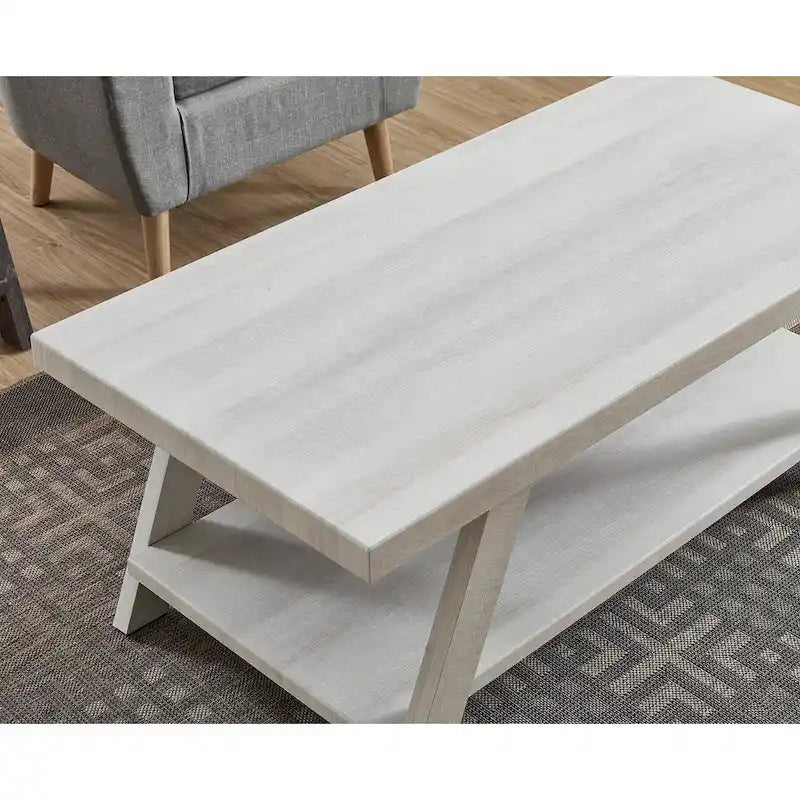 Table basse contemporaine en bois répliqué avec étagère