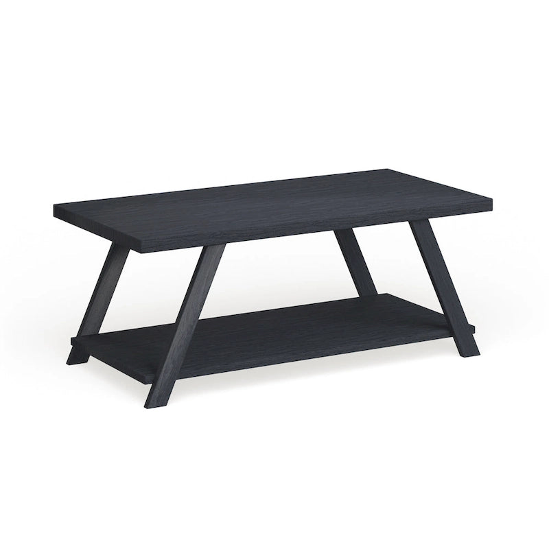 Table basse contemporaine en bois répliqué avec étagère