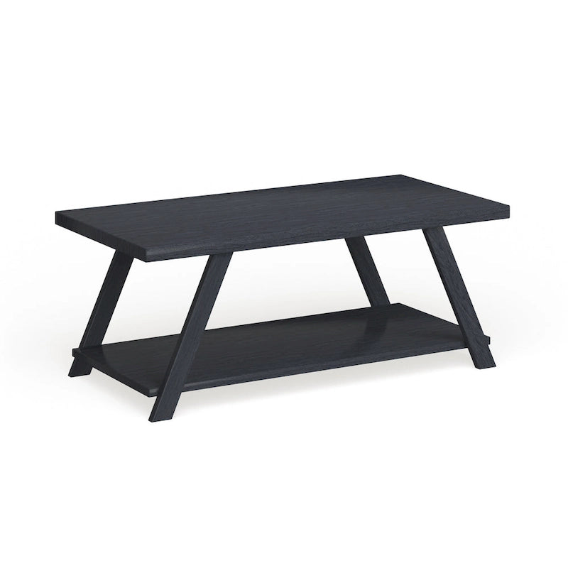 Table basse contemporaine en bois répliqué avec étagère