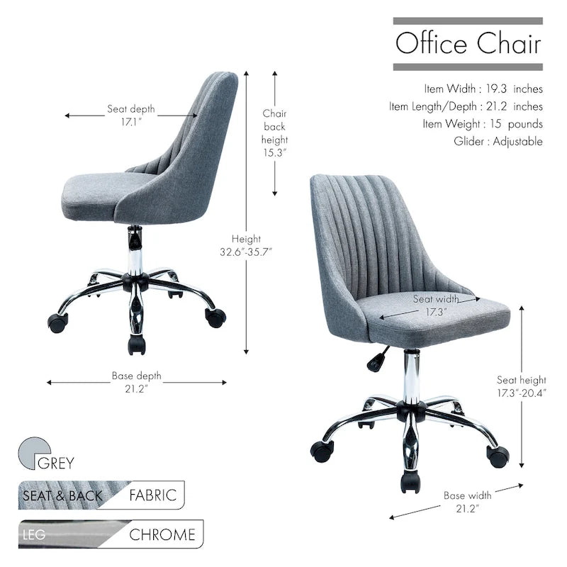 Chaise de bureau en tissu avec piètement chromé