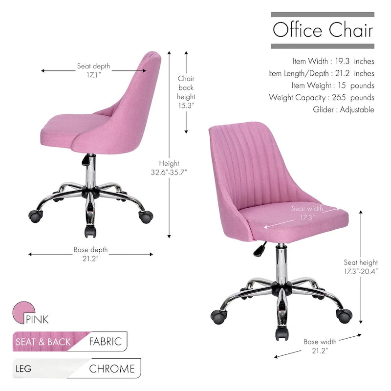 Chaise de bureau en tissu avec piètement chromé