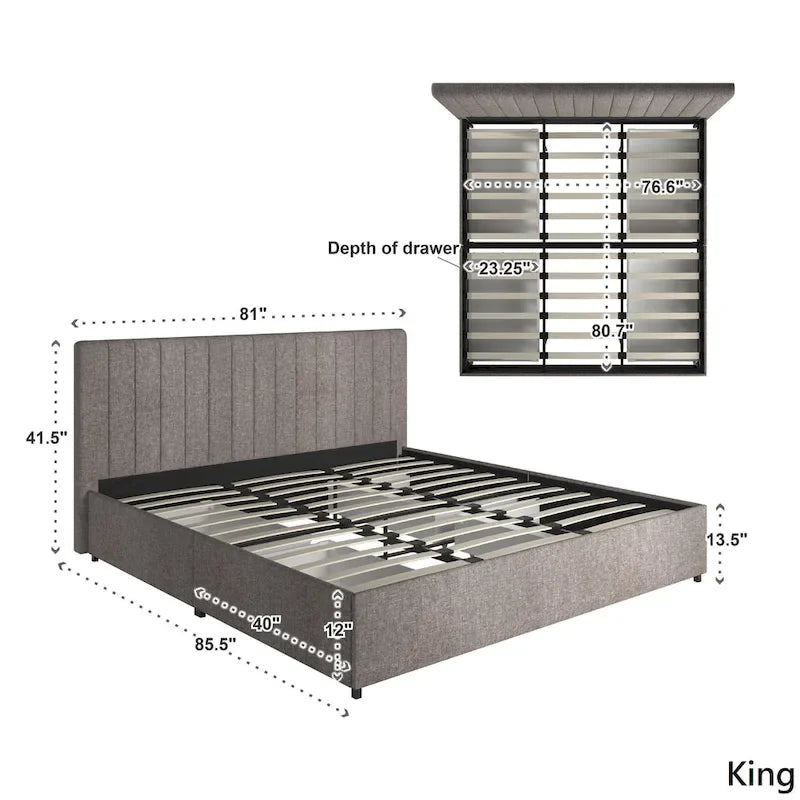 Lit plateforme avec tiroirs de rangement