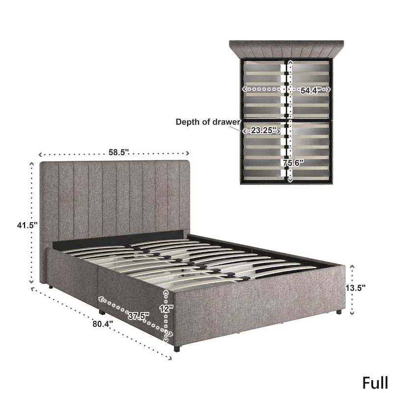 Lit plateforme avec tiroirs de rangement