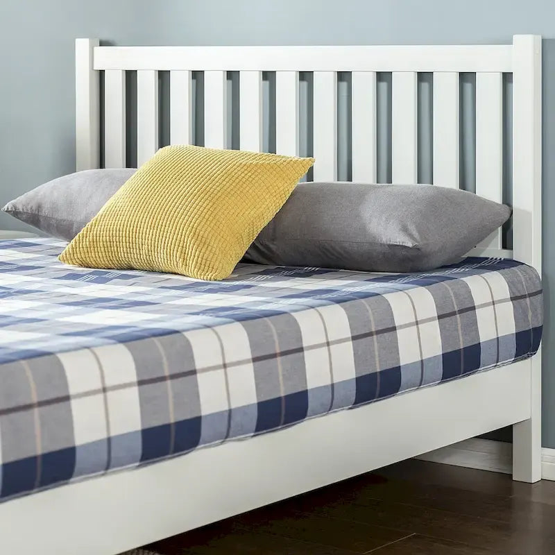 Cadre de lit plateforme de luxe en bois blanc avec tête de lit