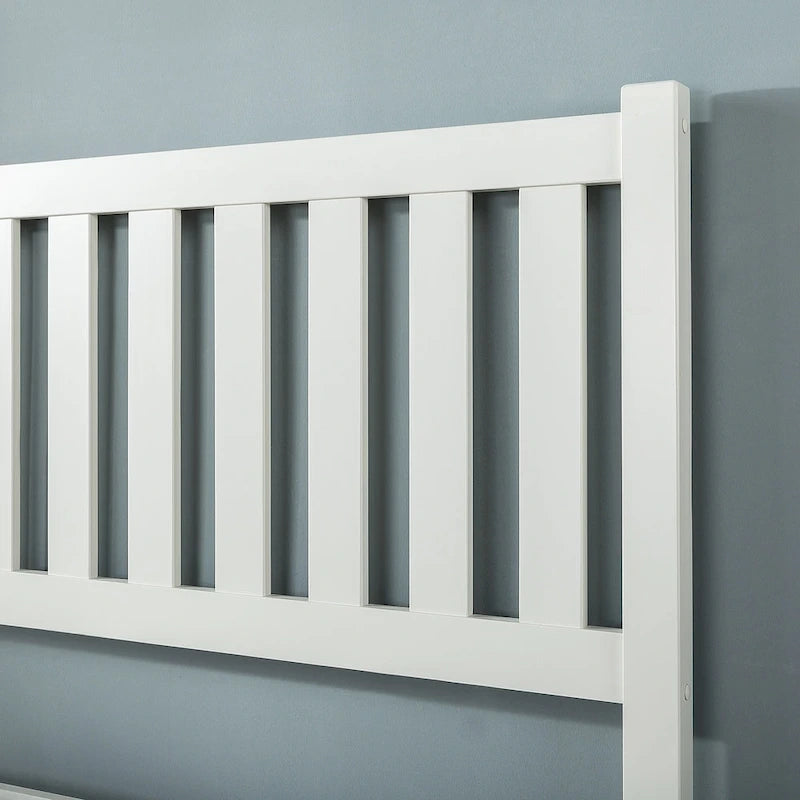 Cadre de lit plateforme de luxe en bois blanc avec tête de lit