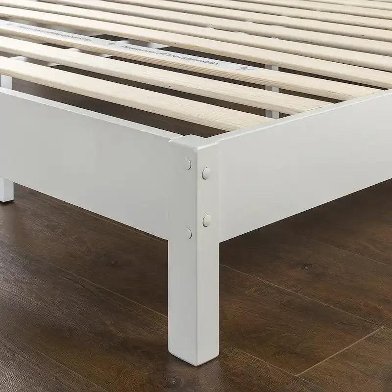 Cadre de lit plateforme de luxe en bois blanc avec tête de lit