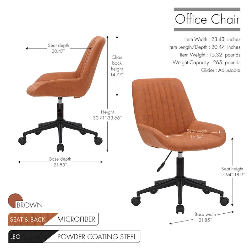Chaise de bureau pivotante en microfibre