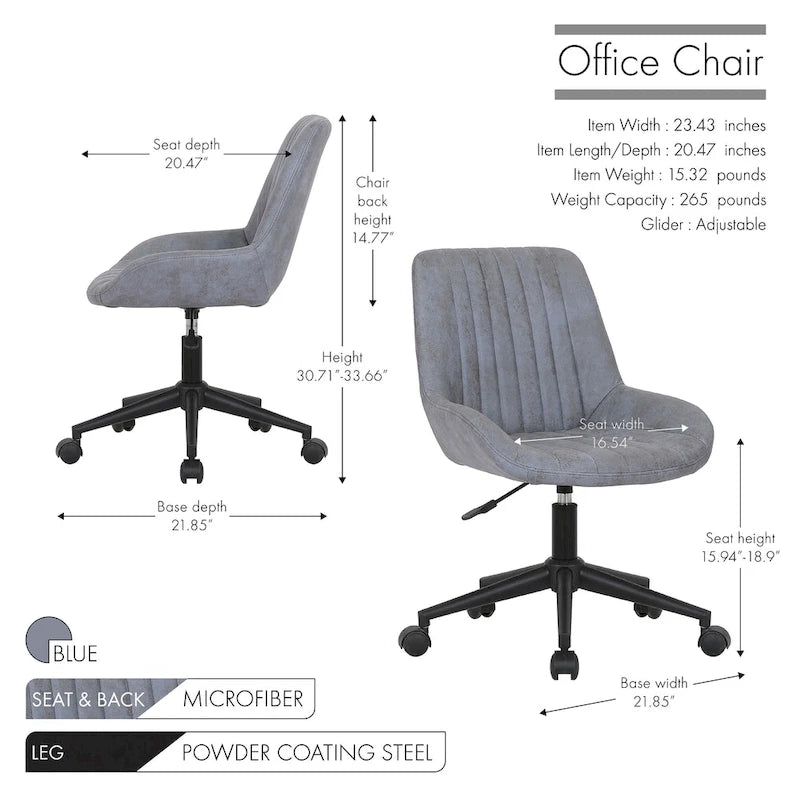 Chaise de bureau pivotante en microfibre