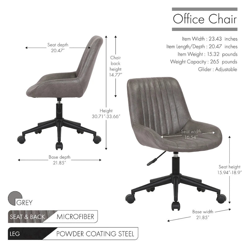 Chaise de bureau pivotante en microfibre