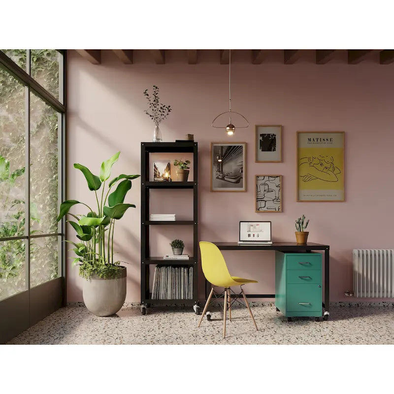 Meuble de rangement mobile en métal à 3 tiroirs profonds