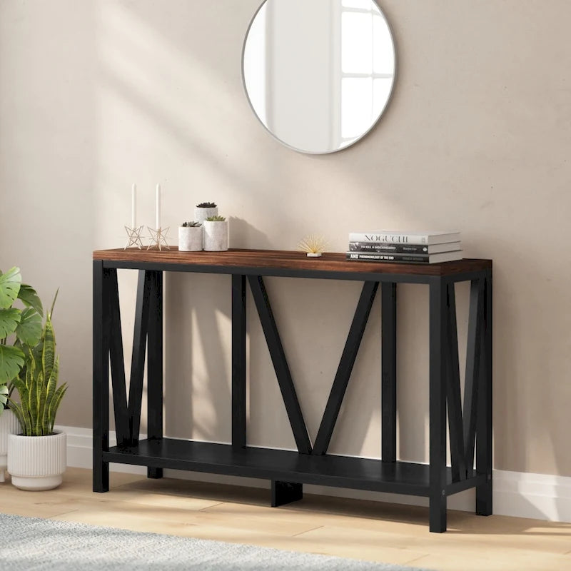Console d'entrée rustique de style ferme