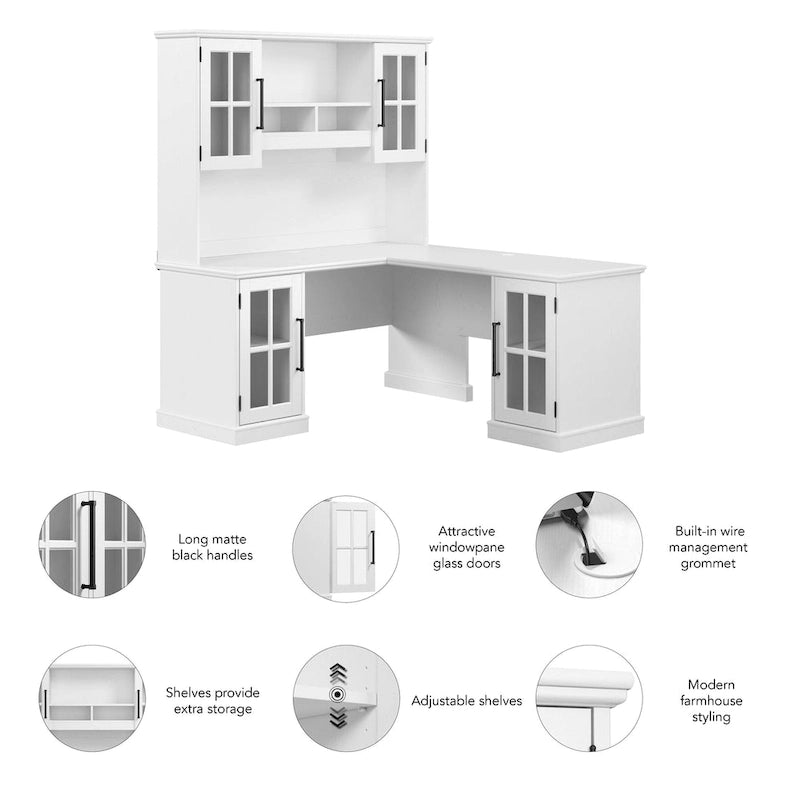 Bureau d'angle avec huche et rangements
