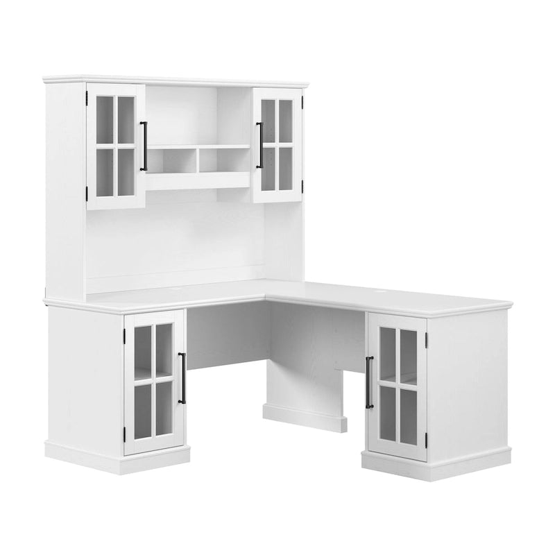 Bureau d'angle avec huche et rangements