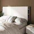 Tête de lit, tête de lit en tissu bouclé avec cadre en métal mat