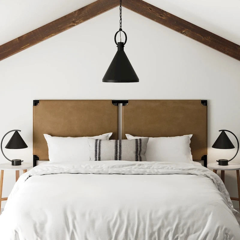 Tête de lit, tête de lit en tissu bouclé avec cadre en métal mat
