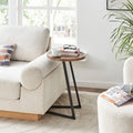 Table d'appoint de canapé avec rebord relevé rond et bords biseautés