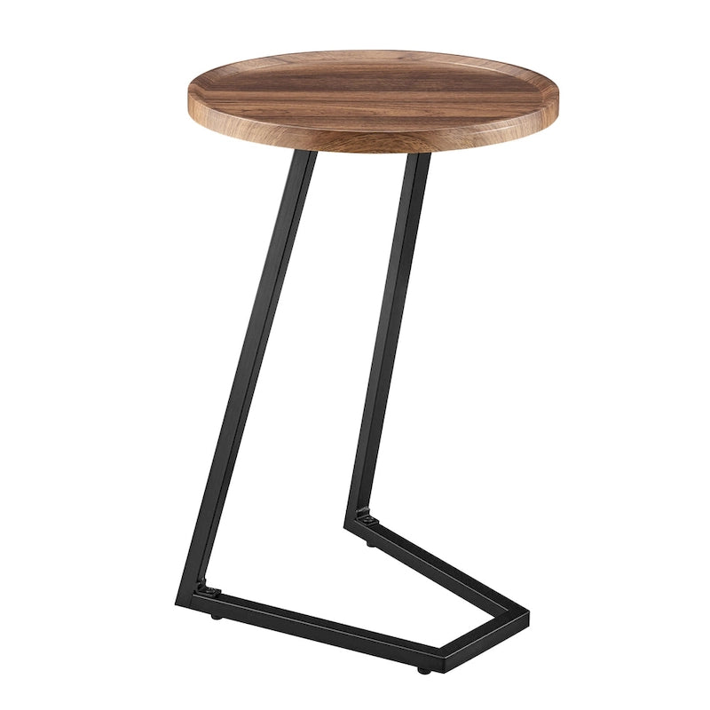 Table d'appoint de canapé avec rebord relevé rond et bords biseautés