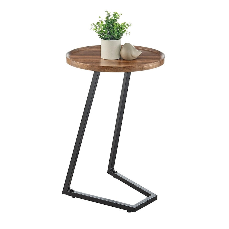Table d'appoint de canapé avec rebord relevé rond et bords biseautés