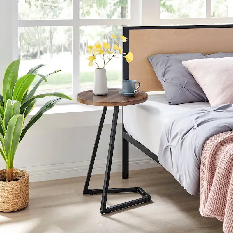 Table d'appoint de canapé avec rebord relevé rond et bords biseautés