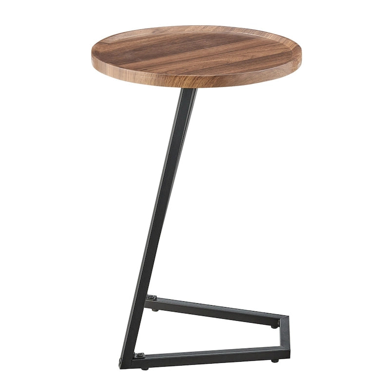 Table d'appoint de canapé avec rebord relevé rond et bords biseautés