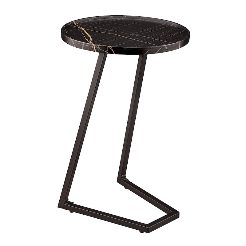 Table d'appoint de canapé avec rebord relevé rond et bords biseautés