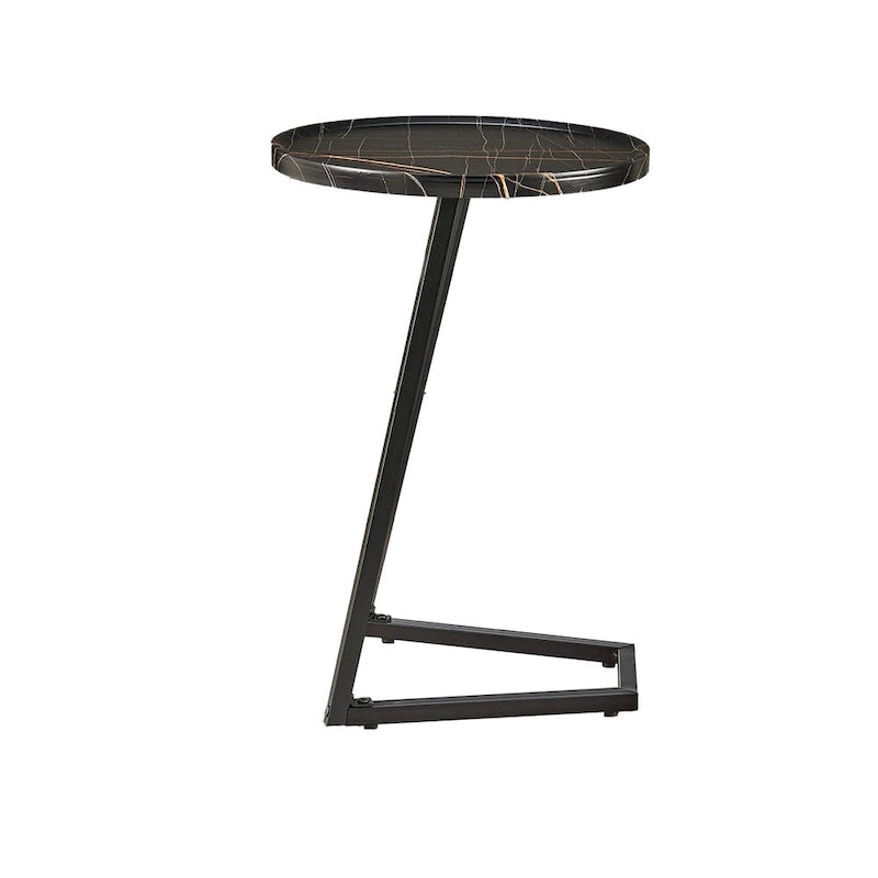 Table d'appoint de canapé avec rebord relevé rond et bords biseautés