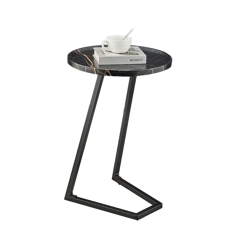 Table d'appoint de canapé avec rebord relevé rond et bords biseautés