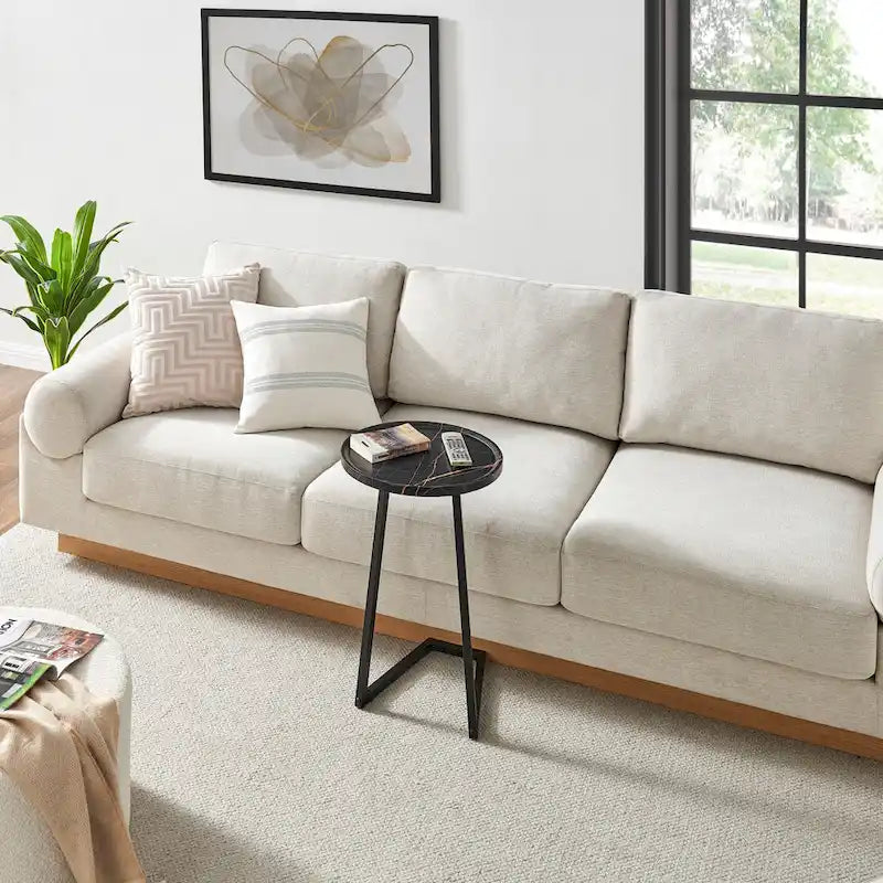 Table d'appoint de canapé avec rebord relevé rond et bords biseautés