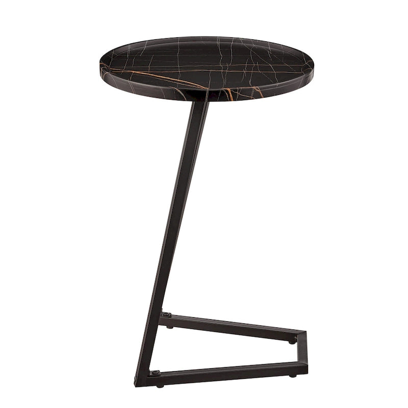 Table d'appoint de canapé avec rebord relevé rond et bords biseautés