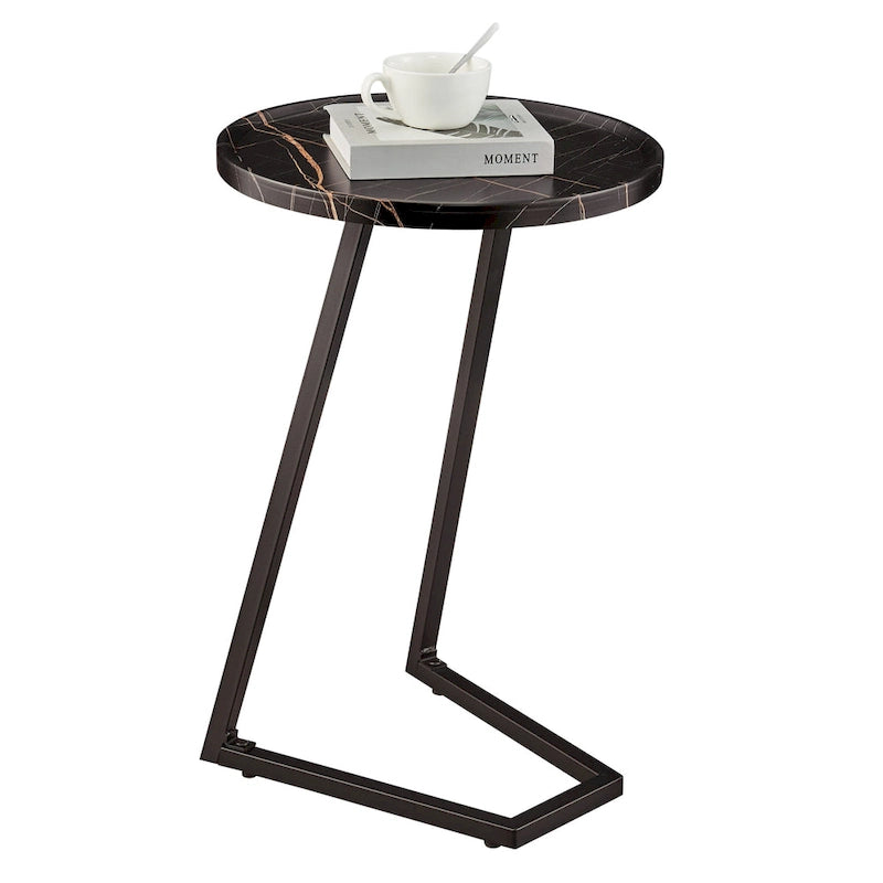 Table d'appoint de canapé avec rebord relevé rond et bords biseautés
