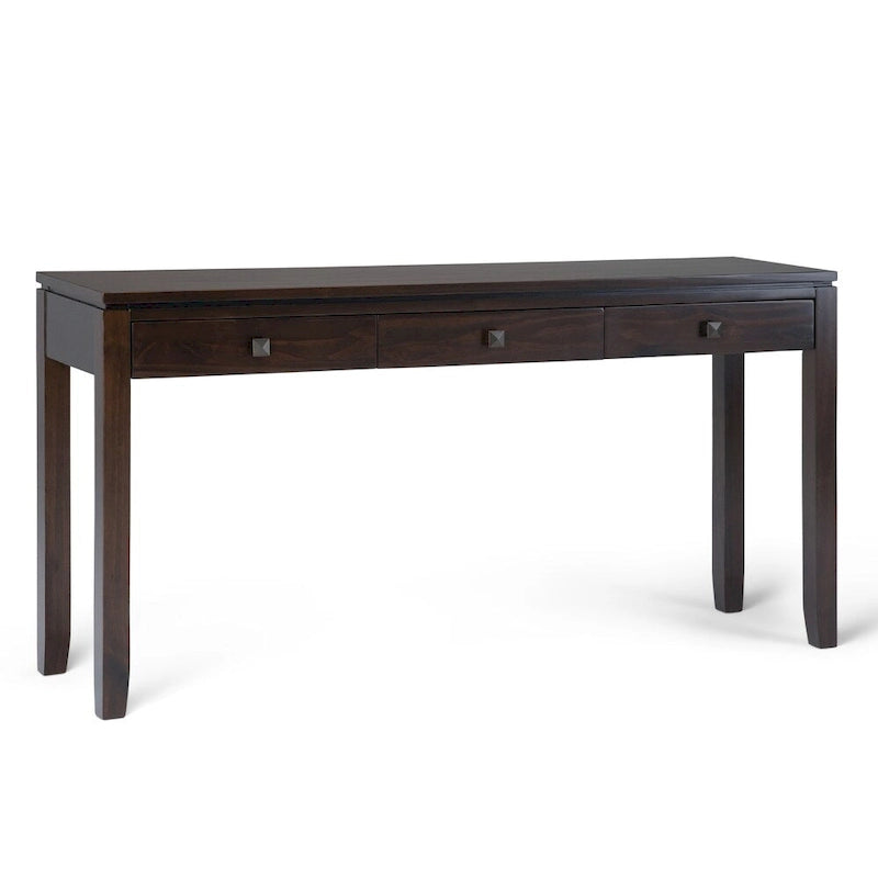 Console/table basse contemporaine large en bois massif