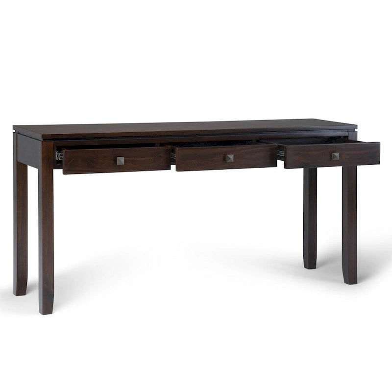 Console/table basse contemporaine large en bois massif