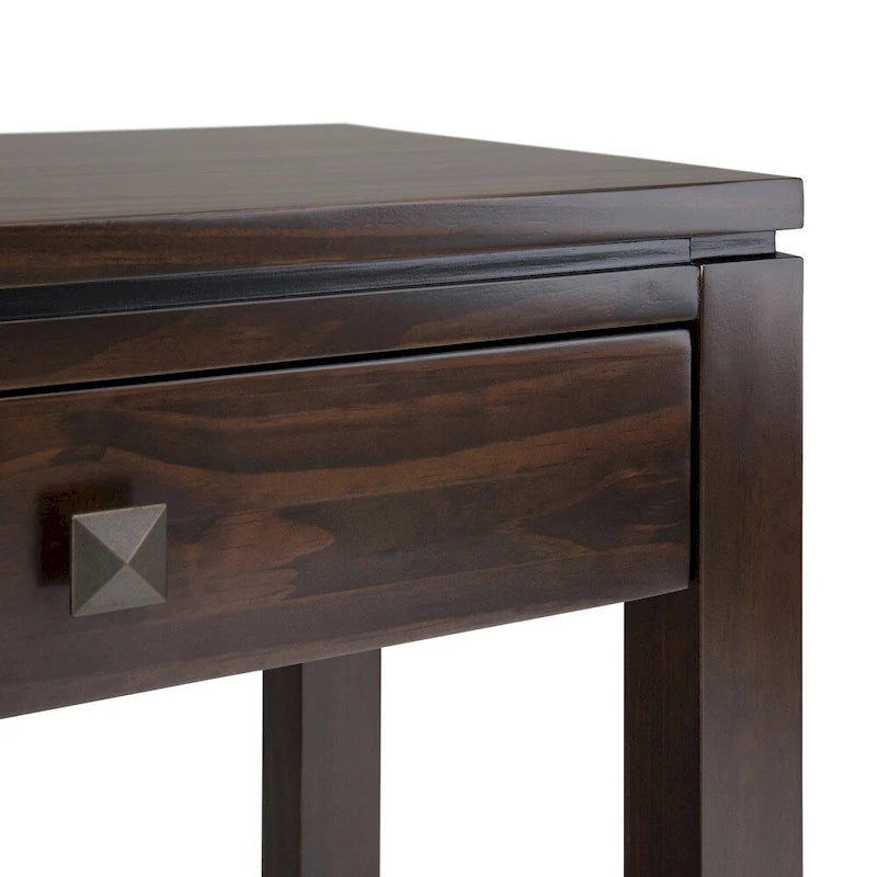 Console/table basse contemporaine large en bois massif
