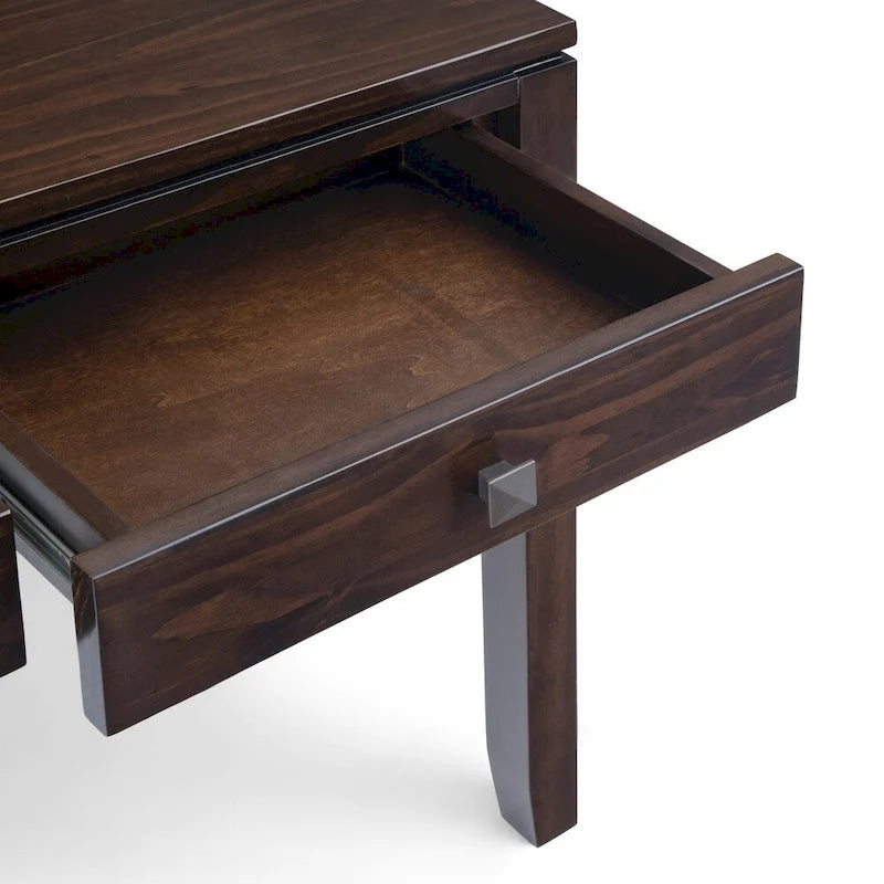 Console/table basse contemporaine large en bois massif