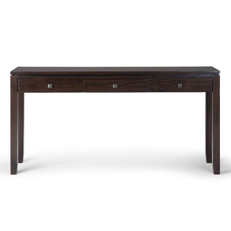 Console/table basse contemporaine large en bois massif