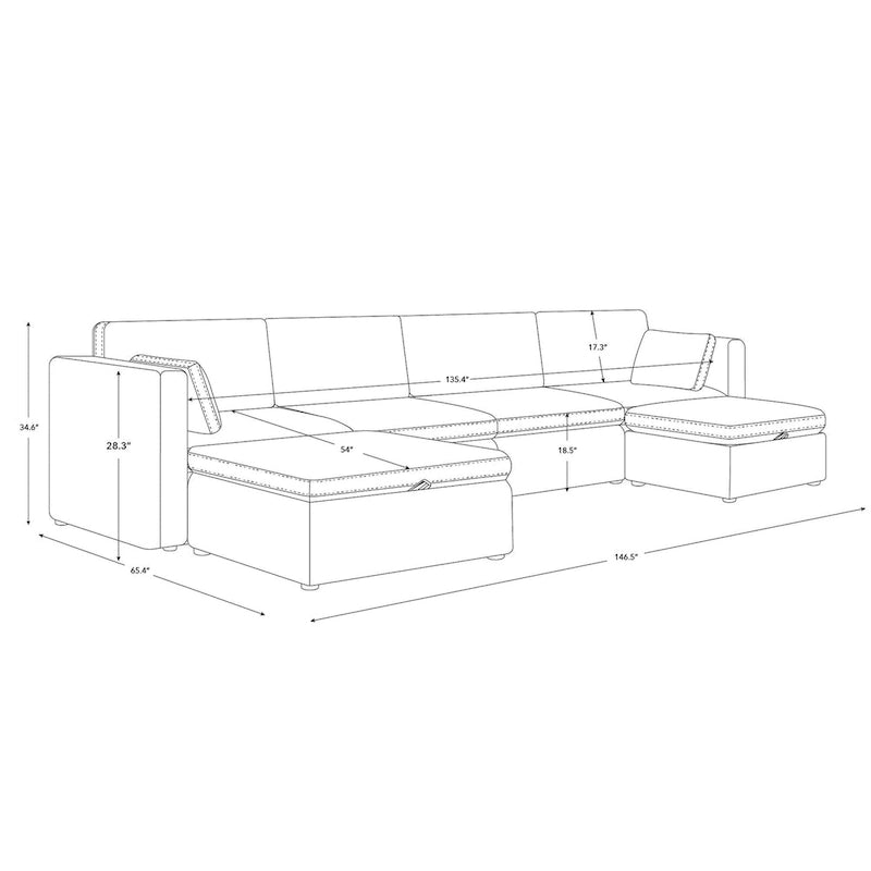 Canapé modulaire en tissu surdimensionné