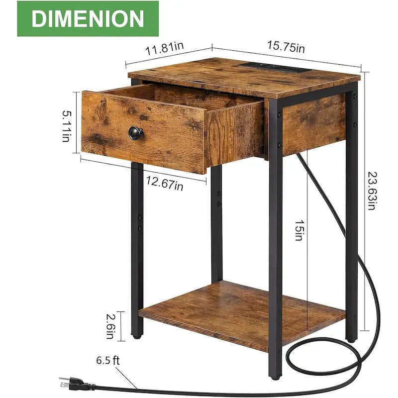 Table de chevet avec station de recharge