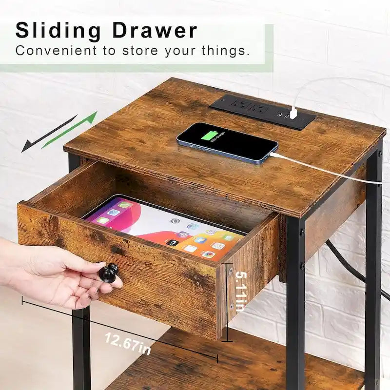 Table de chevet avec station de recharge