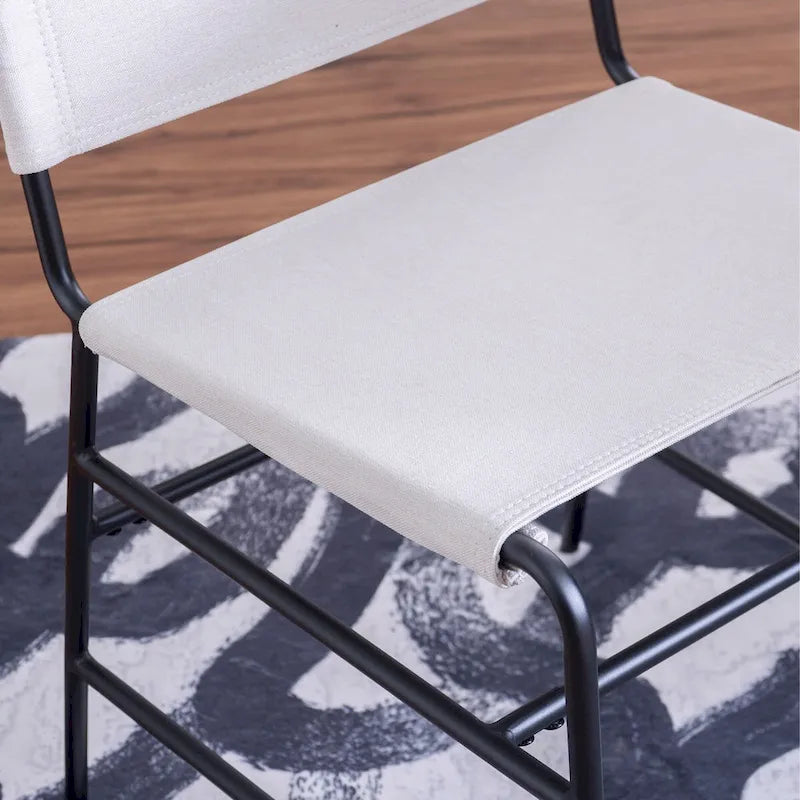 Chaise de salle à manger industrielle en acier poncé et tissu