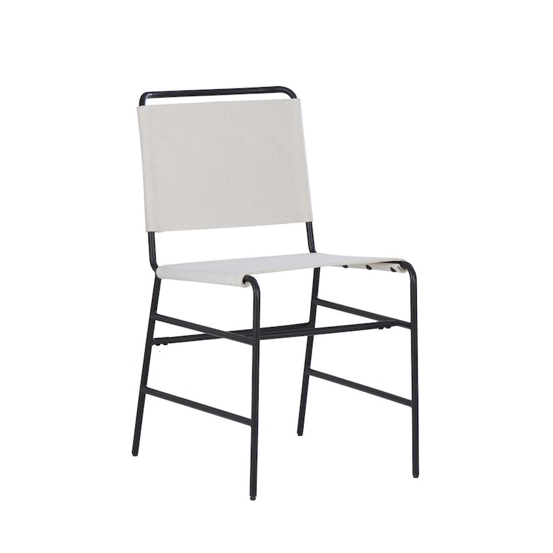 Chaise de salle à manger industrielle en acier poncé et tissu