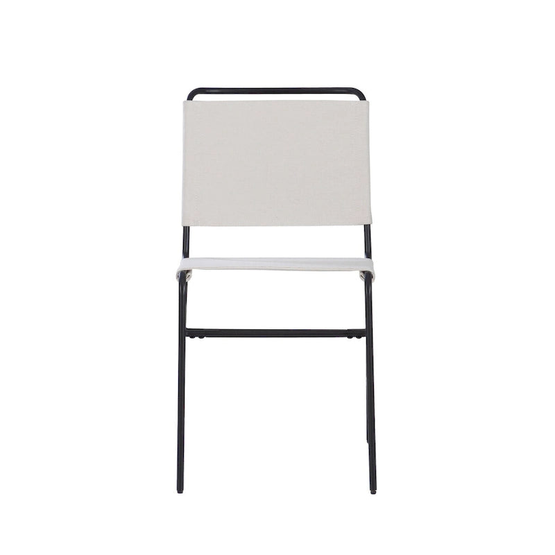 Chaise de salle à manger industrielle en acier poncé et tissu