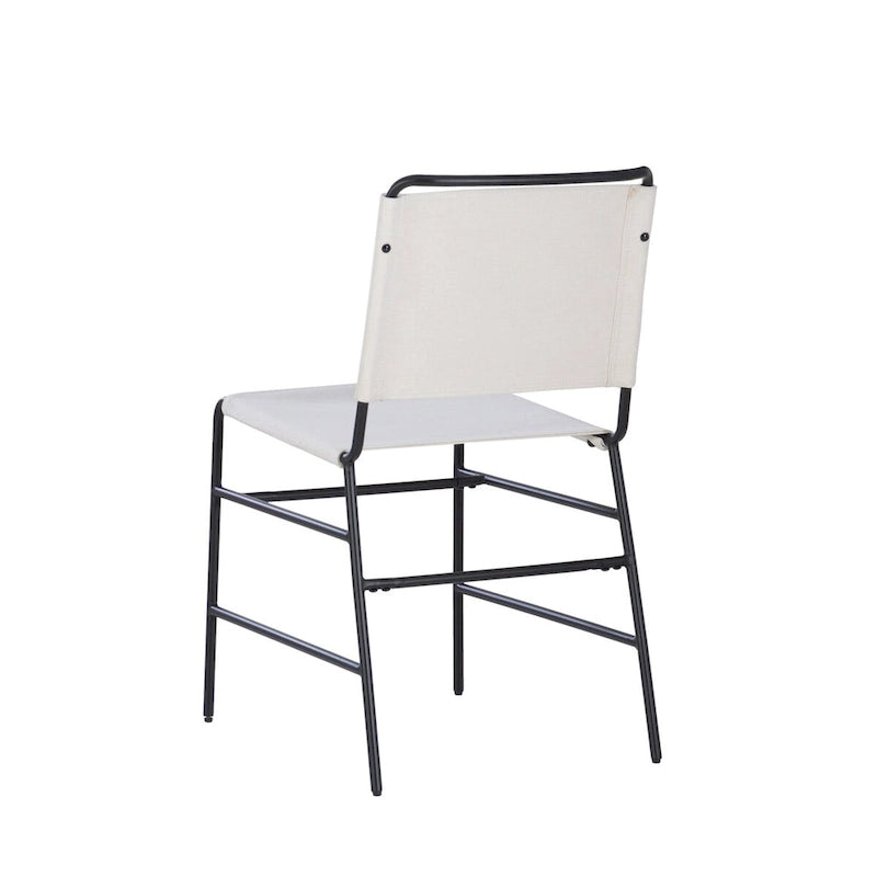 Chaise de salle à manger industrielle en acier poncé et tissu