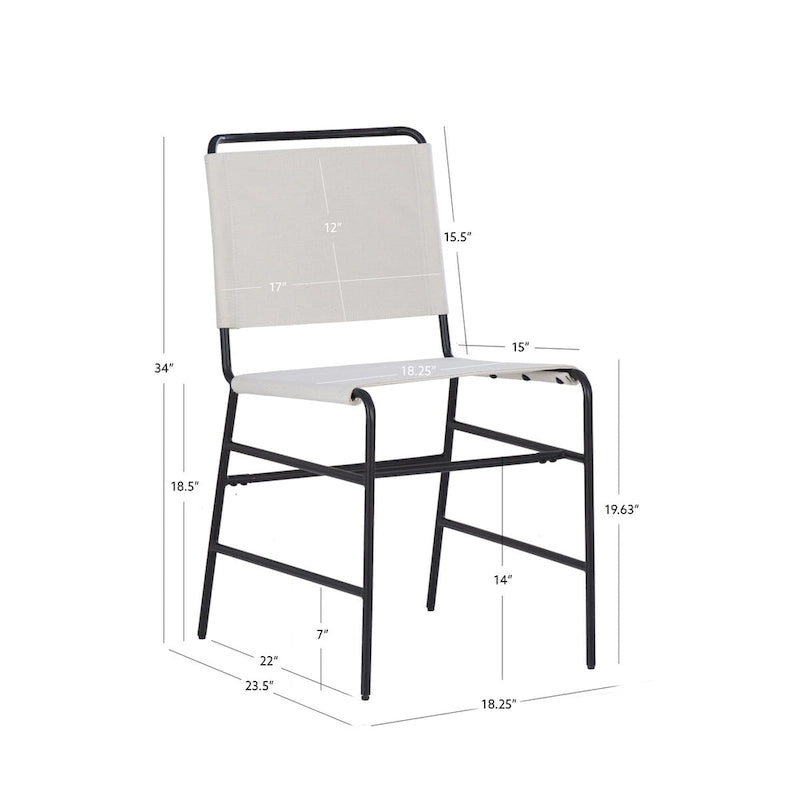 Chaise de salle à manger industrielle en acier poncé et tissu