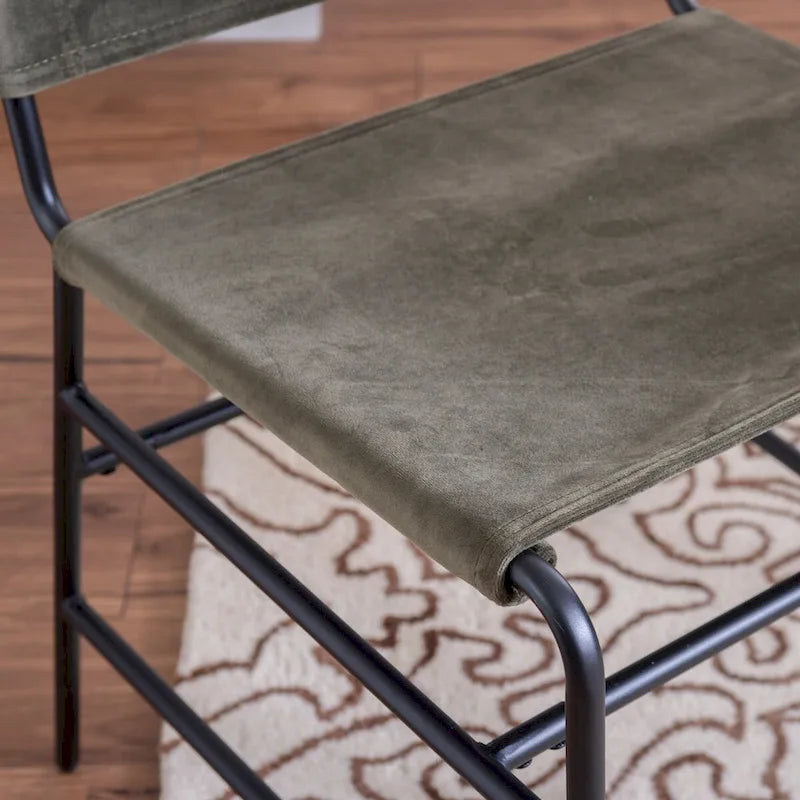 Chaise de salle à manger industrielle en acier poncé et tissu