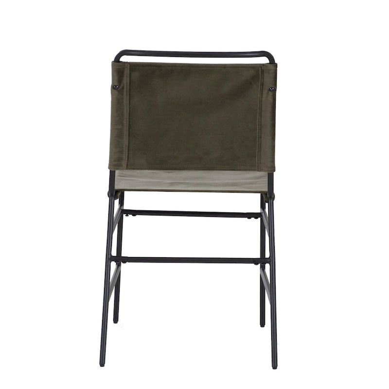 Chaise de salle à manger industrielle en acier poncé et tissu