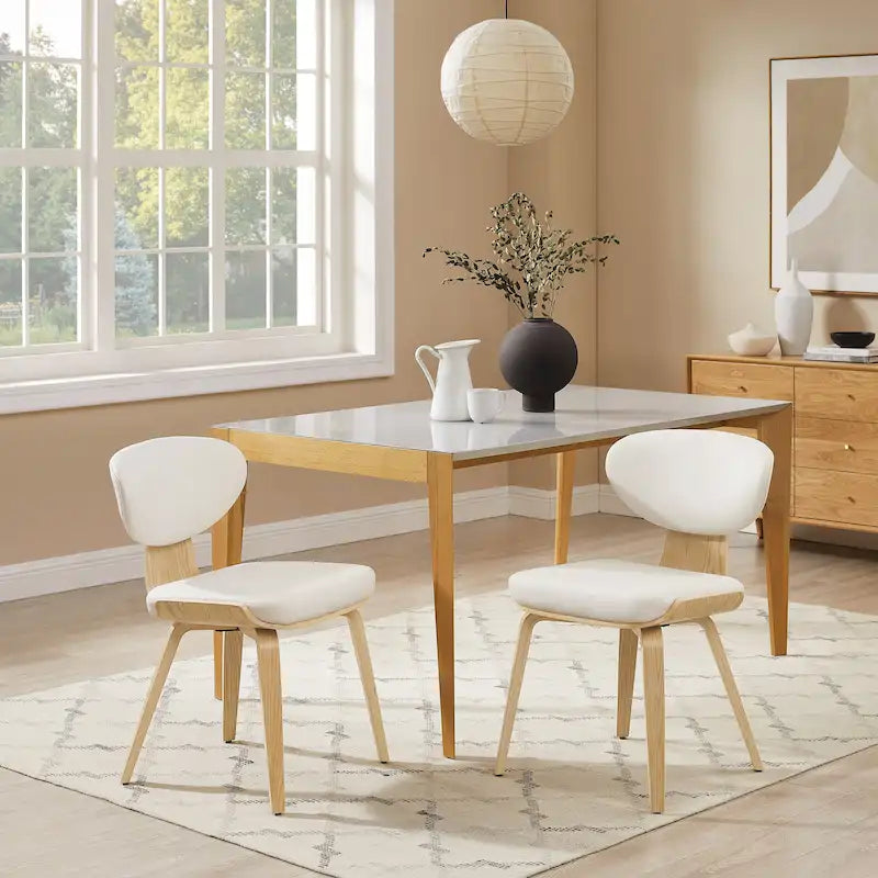 Chaise de salle à manger en bois et cuir synthétique