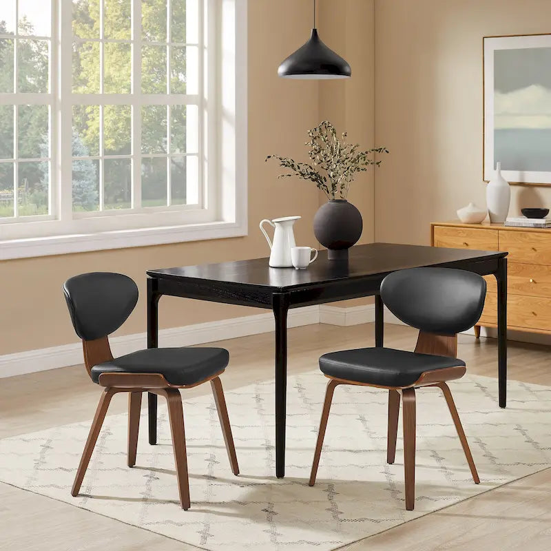 Chaise de salle à manger en bois et cuir synthétique