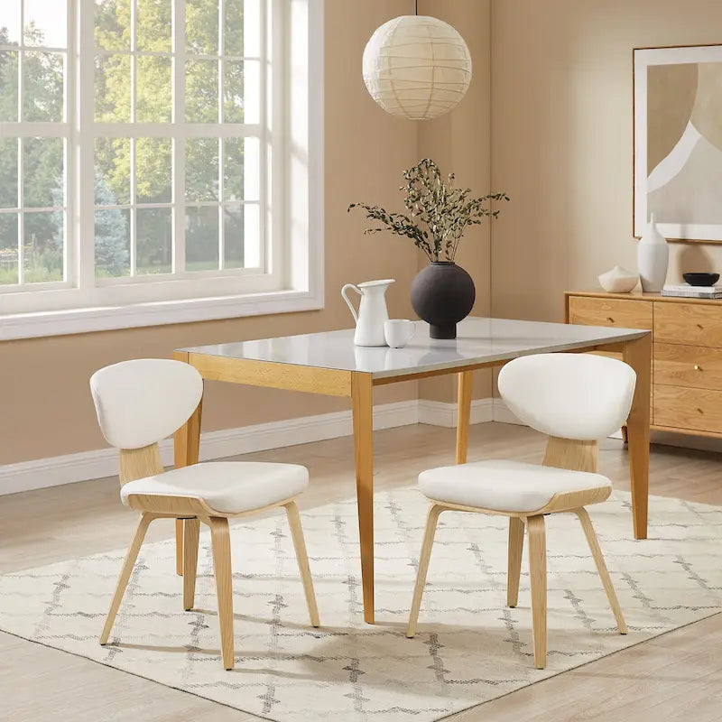 Chaise de salle à manger en bois et cuir synthétique